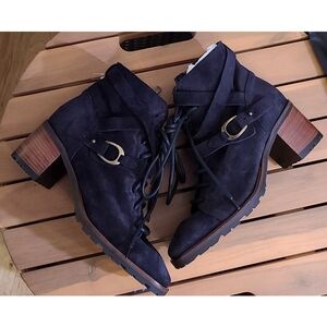 🆕️Sundance Made in Italy Suede Buckle Chelsea Boot Lace Up Size US 8 Black